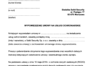 Wzór wypowiedzenia umowy z Solid Security