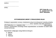 Wzór wypowiedzenia umowy UPC