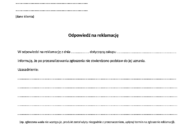 Wzór odrzucenia reklamacji