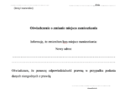 Wzór oświadczenia o zmianie miejsca zamieszkania