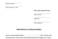 Wzór rekomendacji pielęgniarskich