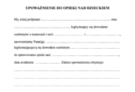 Wzór upoważnienia do opieki nad dzieckiem